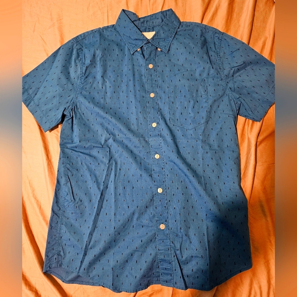 American Eagle Shark Blue Medium Button Down Shirt